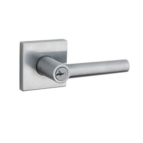 Kwikset Milan Keyed Entry Lever Smartkey With Square Rose, 6-Way Adjustable Latch And Round Corner Strike, Satin Chrome