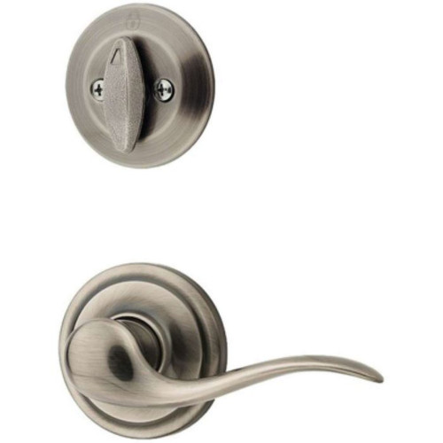 Kwikset Tustin Lever Interior Single Cylinder Handleset Trim Left Hand, Antique Nickel Kwikset Tustin Lever Interior Single Cylinder Handleset Trim Left Hand, Antique Nickel