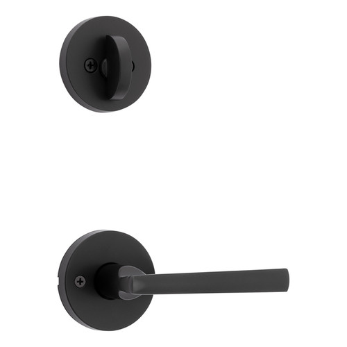Kwikset Montreal Lever With Round Rose Interior Single Cylinder Handleset Trim, Matte Black