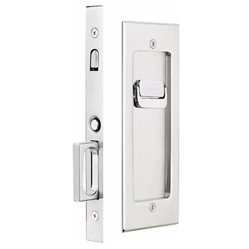 Emtek Modern Rectangular Pocket Door Mortise Lock Privacy, 2-7/8" X 7-1/4", For 1-3/8" Thickness, Satin Nickel Emtek Modern Rectangular Pocket Door Mortise Lock Privacy, 2-7/8" X 7-1/4", For 1-3/8" Thickness, Satin Nickel