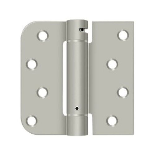 Deltana DSH Series Single Action Spring Hinge, 4" x 4" x 5/8" Radius Corner, Steel, UL Listed, Satin Nickel Finish Deltana DSH Series Single Action Spring Hinge, 4" x 4" x 5/8" Radius Corner, Steel, UL Listed, Satin Nickel Finish