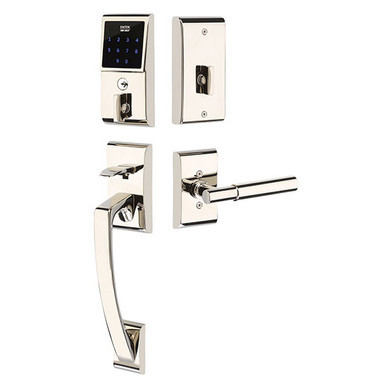 Emtek E4827 EMTouch Keypad Leverset - Single Cylinder - Polished Nickel