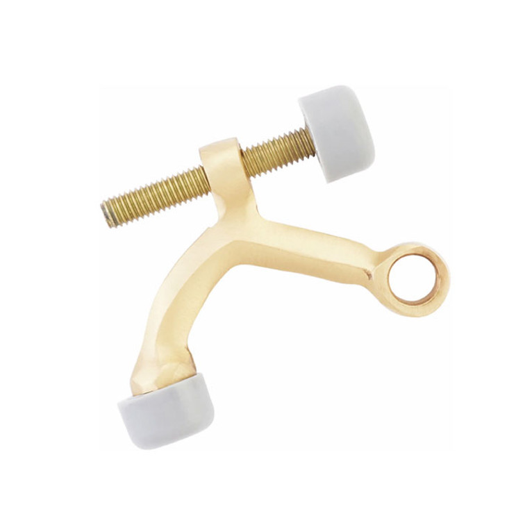 Emtek Hinges Pivot Door Stop, Rubber S, Adjustable, Requires Extended Button Tip When Used With Solid . Not Compatible With Any Steel Residential Duty, Satin Brass