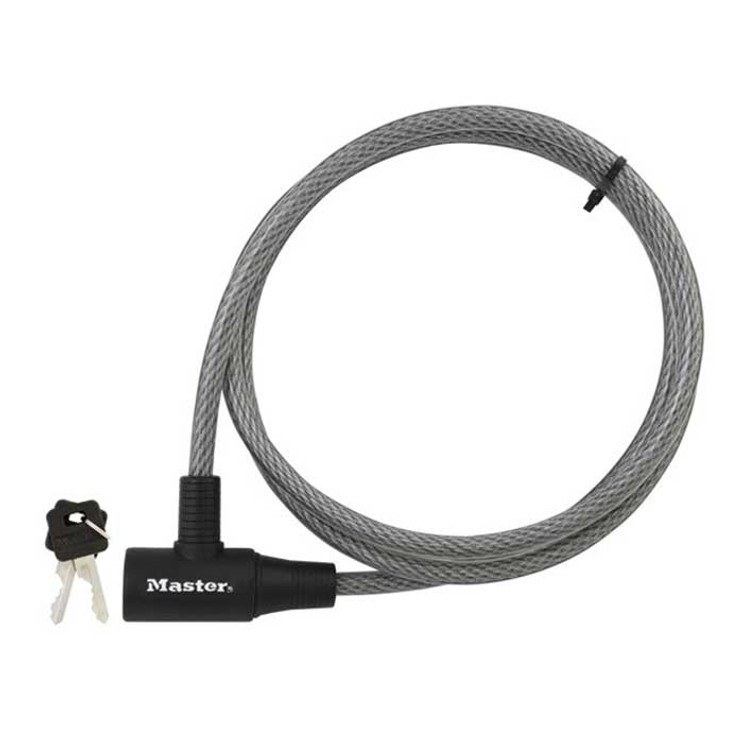 Master Lock Integrated Cable Lock, Keyed Different, 6' (1.8M) Long, 3/8" (10mm) Diameter