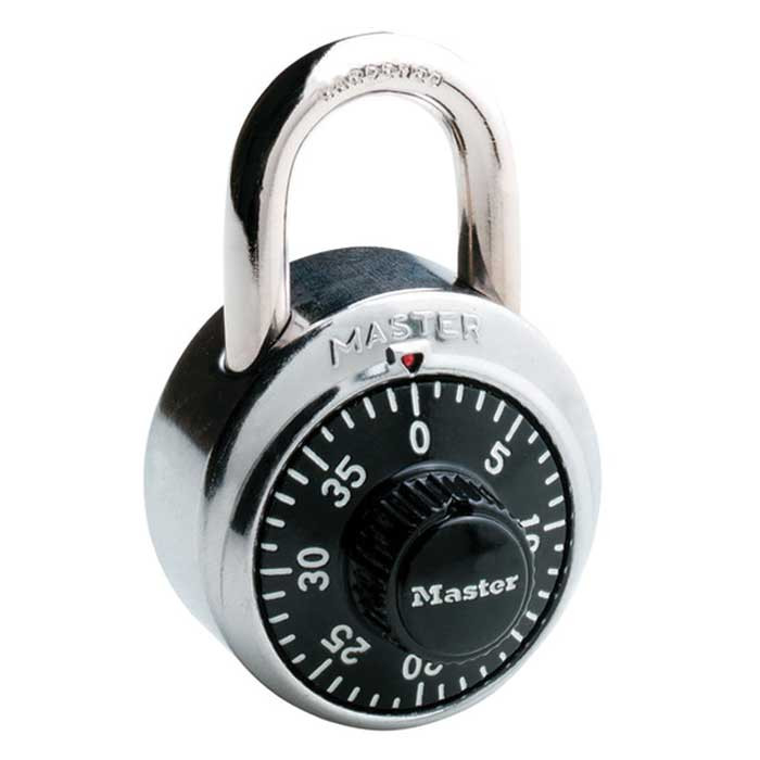 Master Lock Combination Dial Padlock, Black, Body Width: 1-7/8" (48Mm), Shackle Length: 3/4" (19Mm), Shackle Width: 13/16" (21Mm), Shackle Diameter: 9/32" (7Mm)