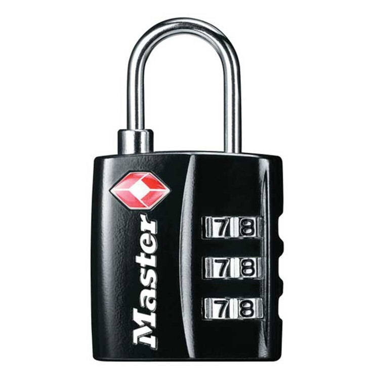Master Lock Tsa-Accepted Luggage Lock, 3 Dial Combination, Body Width: 1-3/16" (30mm), Shackle Length: 3/4" (19mm), Shackle Width: 1/2" (13mm), Shackle Diameter: 1/8" (3mm), Black