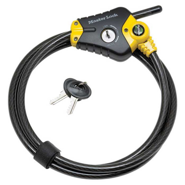 Master Lock Adjustable Locking Cable Python™, Yellow And Black, 6 Foot (1.8M) Long X 3/8" (10mm) Diameter