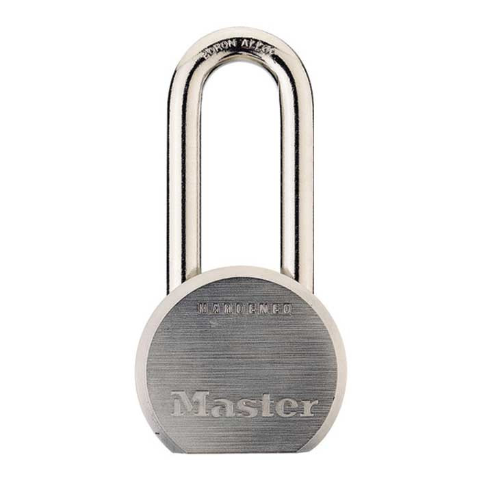 Master Lock Solid Steel Padlock, 5-Pin, Removable Cylinder-Rekeyable, Keyed Different, Body Width: 2-1/2" (64Mm), Shackle Length: 2" (51Mm), Shackle Width: 7/8" (22Mm), Shackle Diameter: 7/16" (11Mm)