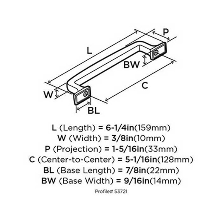 Amerock Westerly Cabinet Pull 5-1/16" (128 Mm) Ctc, Satin Nickel