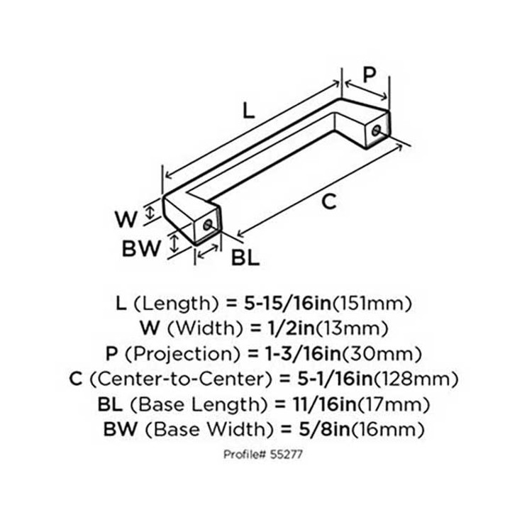 Amerock Blackrock Cabinet Pull 5-1/16" (128 Mm) Ctc, Antique Bronze