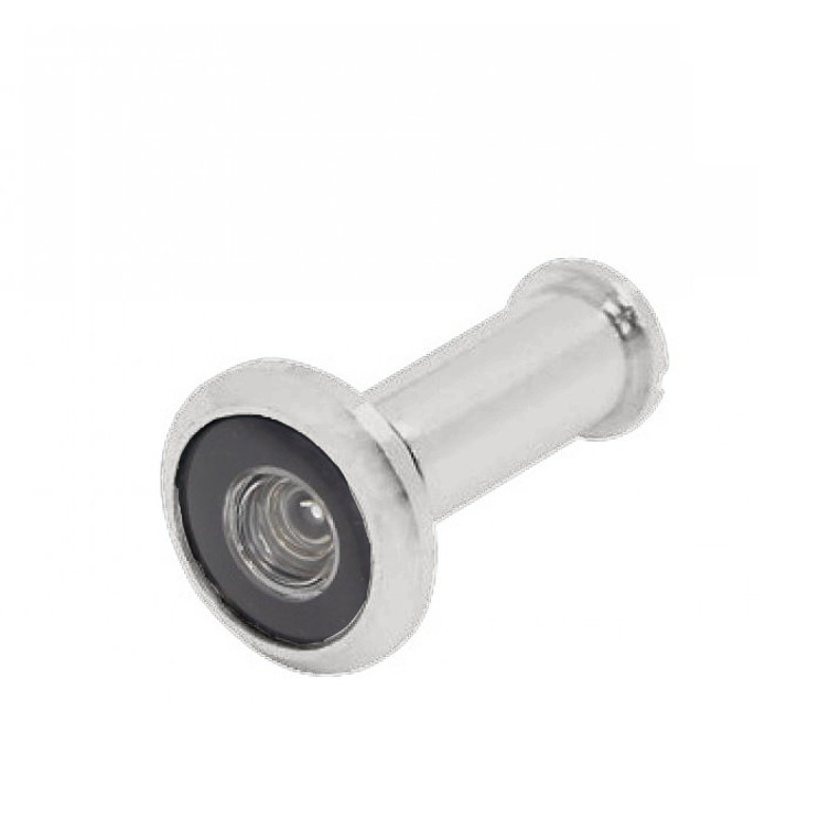 Cal-Royal Brass Door Viewer 180°, 1/2" Bore, Plastic Lens, For 1-3/8" To 2" Thick S, Bright Polished Chrome