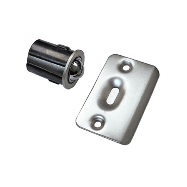 Cal-Royal Drive-In Ball Catch Adjustable With Full Lip Strike, 1-3/8" X 2-1/4" Round Corner Strike, Bright Polished Chrome