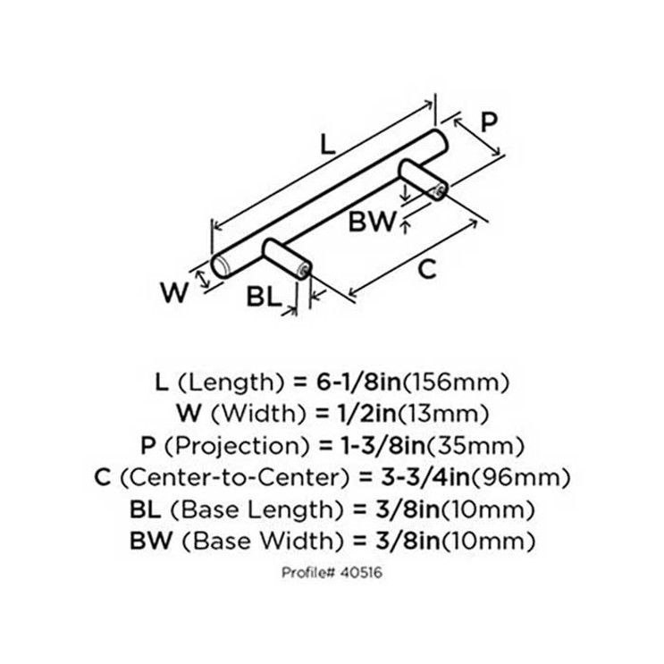 Amerock Bar Pull, Cabinet Pull, Steel, 3-3/4" (96 Mm) Ctc, Antique Bronze