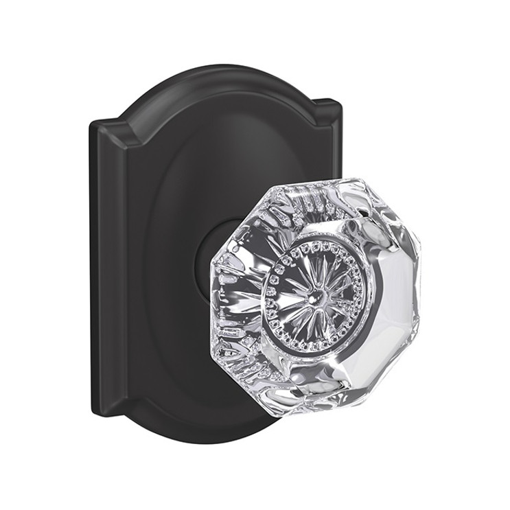 Schlage Residential Fc172 Custom Non-Turning Knob Set Double Dummy (Pair), Alexandria, Camelot Decorative Trim, Matte Black