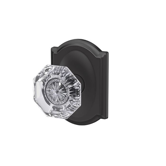 Schlage Residential Fc172 Custom Non-Turning Knob Set Double Dummy (Pair), Alexandria, Camelot Decorative Trim, Matte Black