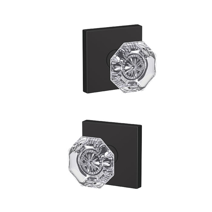 Schlage Residential Fc172 Custom Non-Turning Knob Set Double Dummy (Pair), Alexandria, Collins Decorative Trim, Matte Black