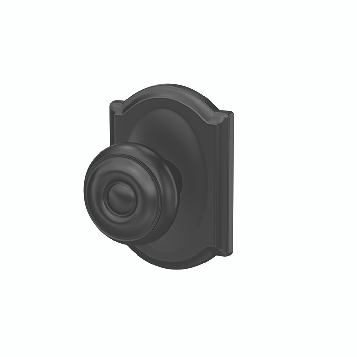 Schlage Residential Fc172 Custom Non-Turning Knob Set Double Dummy (Pair), Georgian, Camelot Decorative Trim, Matte Black