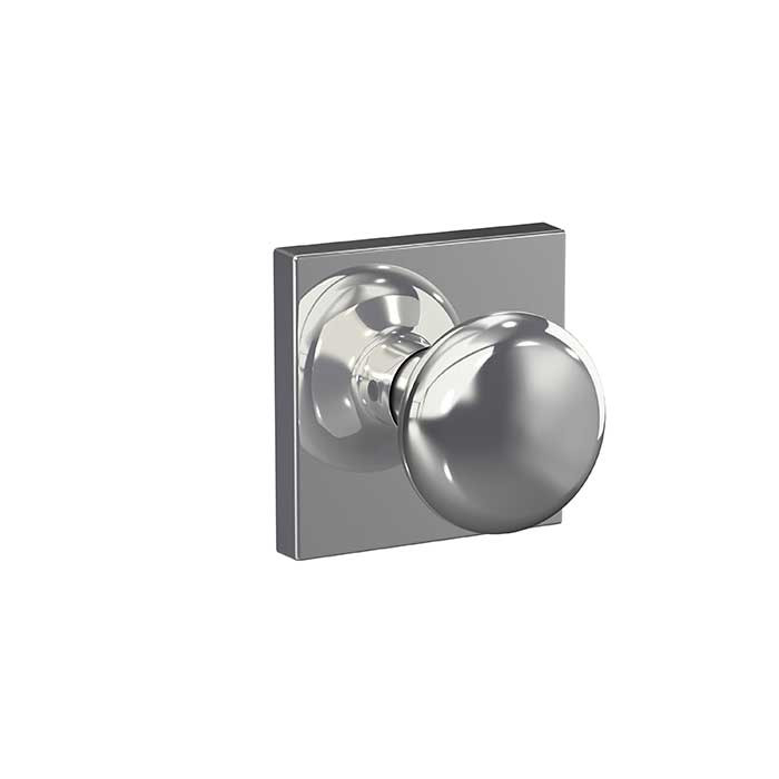 Schlage Residential Fc172 Custom Non-Turning Knob Set Double Dummy (Pair), Plymouth, Collins Decorative Trim, Bright Polished Chrome