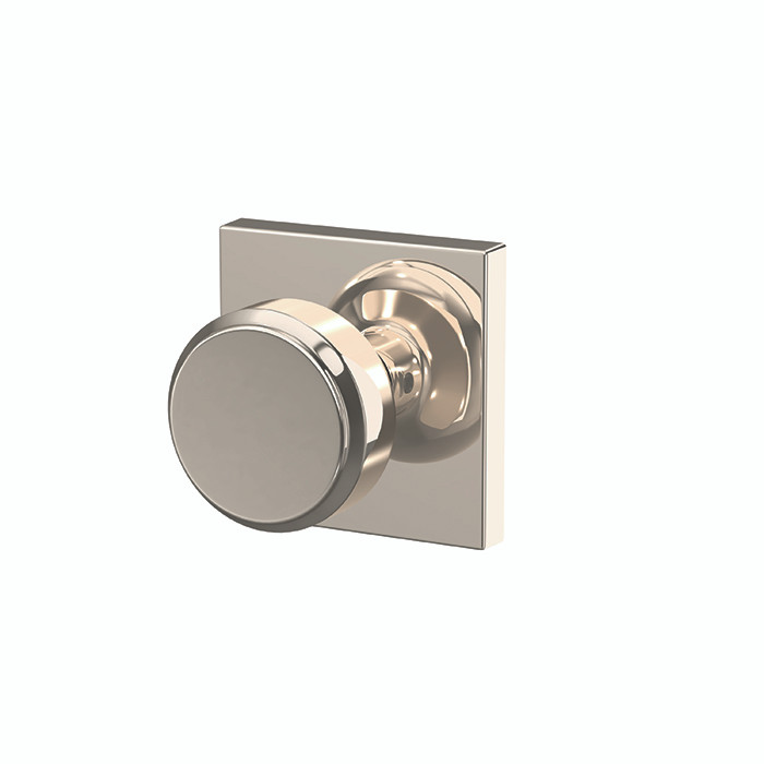 Schlage Residential Fc172 Custom Non-Turning Knob Set Double Dummy (Pair), Bowery, Collins Decorative Trim, Bright Polished Nickel