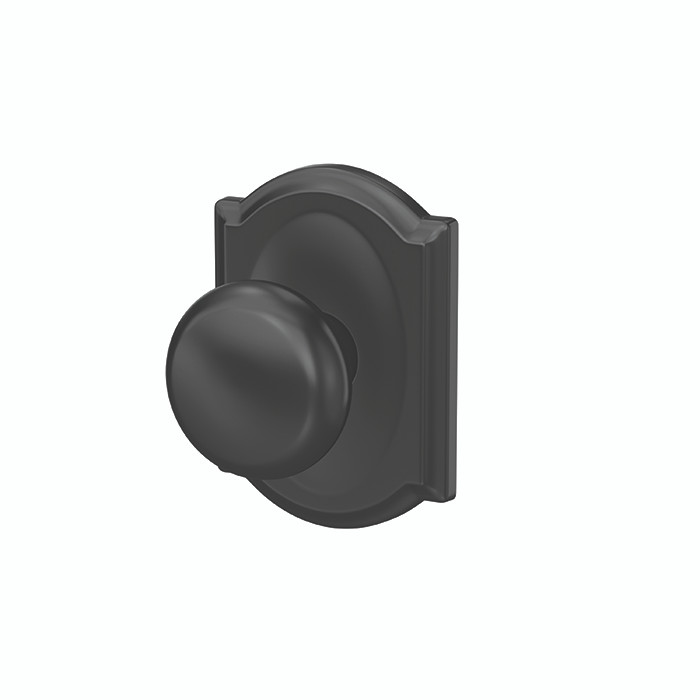 Schlage Residential Fc172 Custom Non-Turning Knob Set Double Dummy (Pair), Plymouth, Camelot Decorative Trim, Matte Black