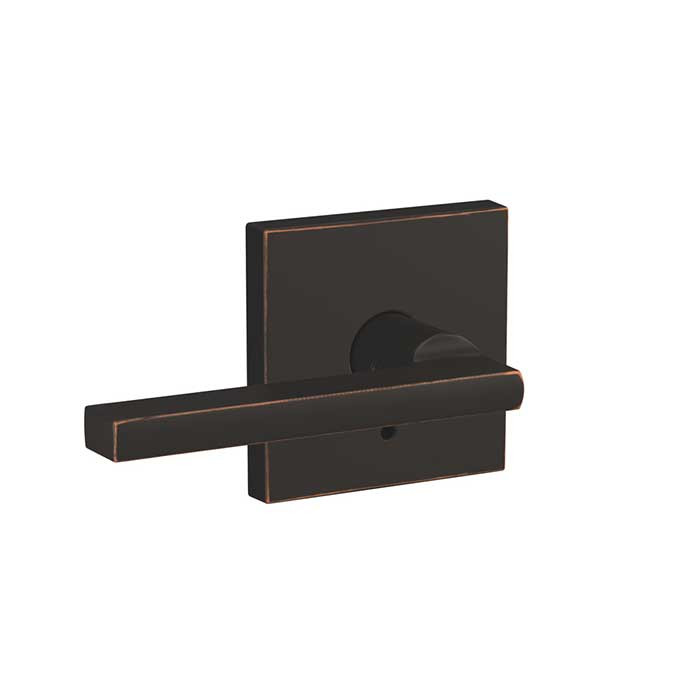 Schlage Residential Fc21 Custom Combined Passage-Privacy Lever Set And, Latitude, Collins Decorative Trim, Aged Bronze