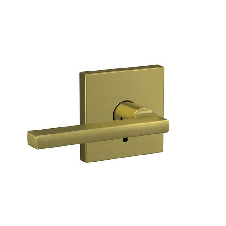 Schlage Residential Fc21 Custom Combined Passage-Privacy Lever Set And, Latitude, Collins Decorative Trim, Satin Brass