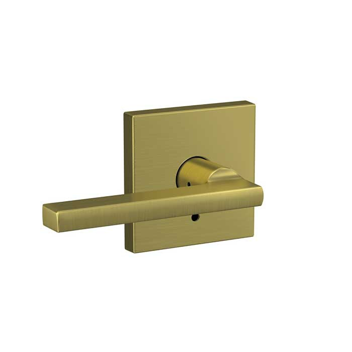Schlage Residential Fc21 Custom Combined Passage-Privacy Lever Set And, Latitude, Collins Decorative Trim, Satin Brass