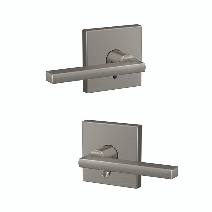 Schlage Residential Fc21 Custom Combined Passage-Privacy Lever Set And, Latitude, Collins Decorative Trim, Satin Nickel
