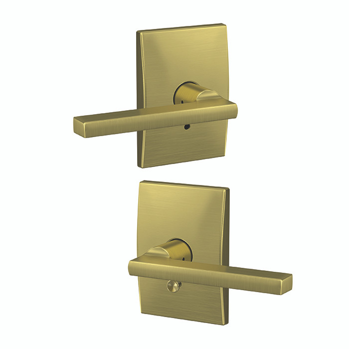 Schlage Residential Fc21 Custom Combined Passage-Privacy Lever Set And, Latitude, Century Decorative Trim, Satin Brass