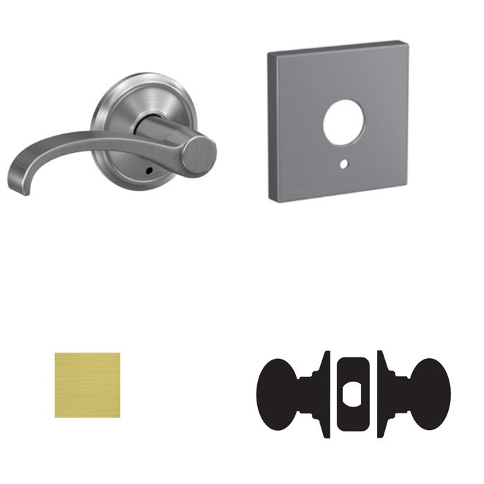 Schlage Residential Fc21 Custom Combined Passage-Privacy Lever Set And, Whitney, Collins Decorative Trim, Satin Brass
