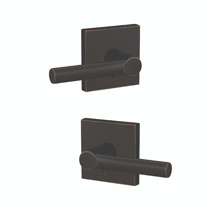 Schlage Residential Fc21 Custom Combined Passage-Privacy Knob Set And, Broadway Lever, Collins Decorative Trim, Aged Bronze
