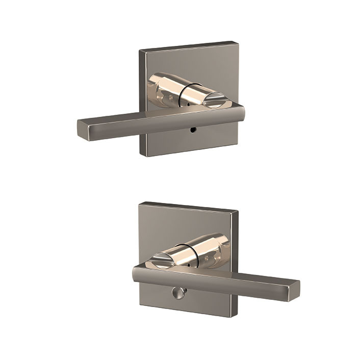 Schlage Residential Fc21 Custom Combined Passage-Privacy Lever Set And, Latitude, Collins Decorative Trim, Bright Polished Nickel