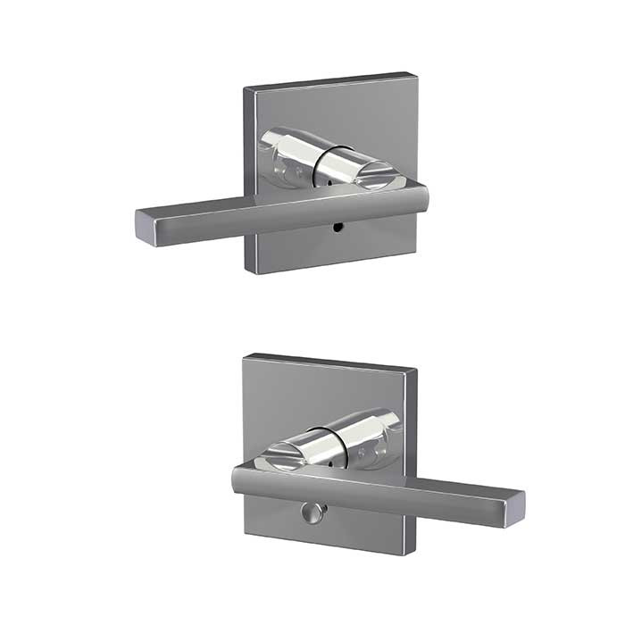 Schlage Residential Fc21 Custom Combined Passage-Privacy Lever Set And, Latitude, Collins Decorative Trim, Bright Polished Chrome