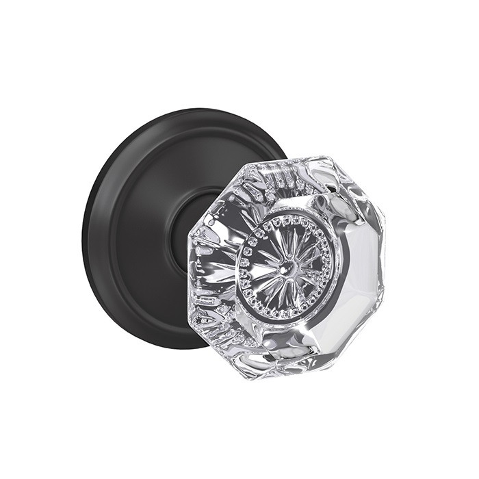 Schlage Residential Fc172 Custom Non-Turning Knob Set Double Dummy (Pair), Alexandria, Alden Decorative Trim, Matte Black