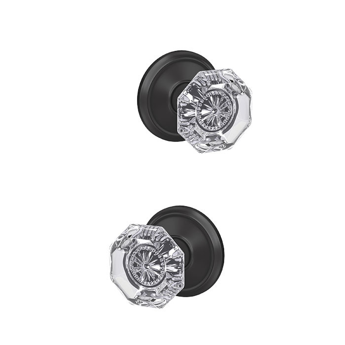 Schlage Residential Fc172 Custom Non-Turning Knob Set Double Dummy (Pair), Alexandria, Alden Decorative Trim, Matte Black