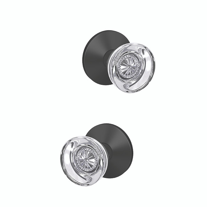 Schlage Residential Fc172 Custom Non-Turning Knob Set Double Dummy (Pair), Hobson, Kinsler Decorative Trim, Matte Black
