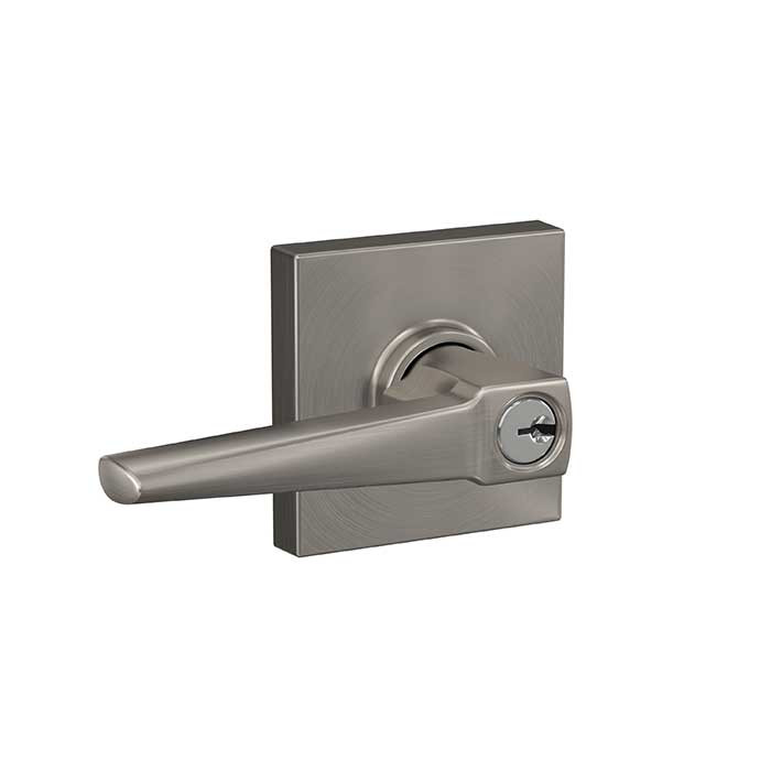 Schlage Residential F51A Eller Keyed Entry Lever Lock With Collins Trim Function, Decorative, Satin Nickel