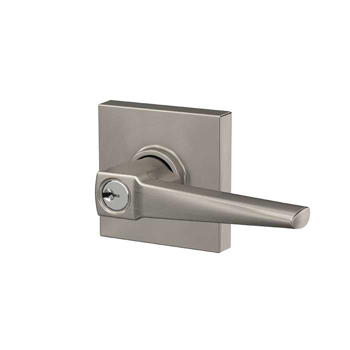 Schlage Residential F51A Eller Keyed Entry Lever Lock With Collins Trim Function, Decorative, Satin Nickel