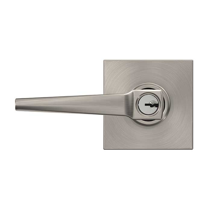 Schlage Residential F51A Eller Keyed Entry Lever Lock With Collins Trim Function, Decorative, Satin Nickel
