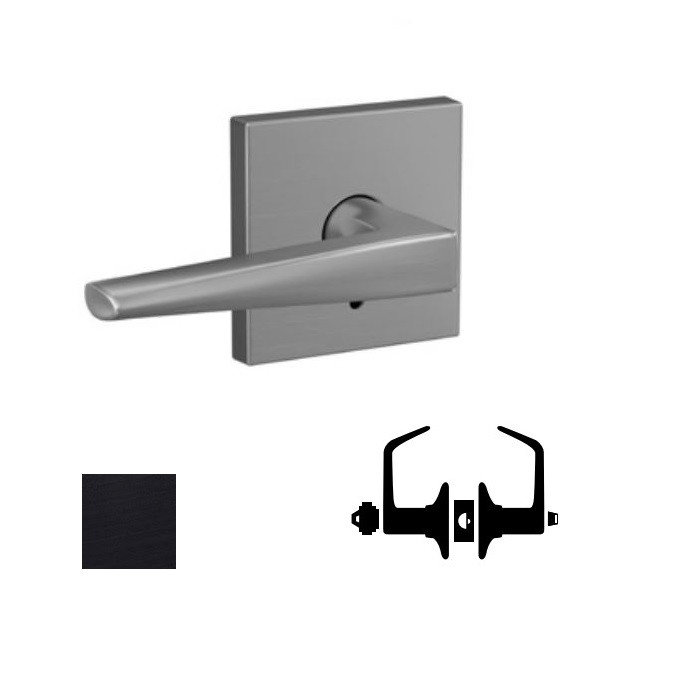 Schlage Residential F51A Eller Keyed Entry Lever Lock With Collins Trim Function, Decorative, Matte Black