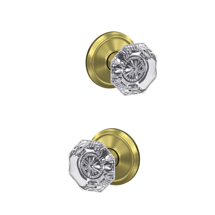 Schlage Residential Fc172 Custom Non-Turning Knob Set Double Dummy (Pair), Alexandria, Alden Decorative Trim, Satin Brass