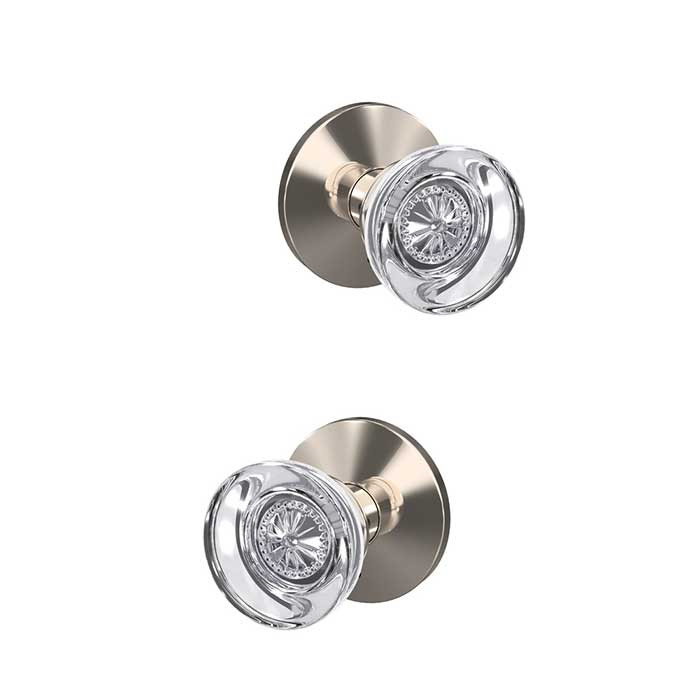 Schlage Residential Fc172 Custom Non-Turning Knob Set Double Dummy (Pair), Hobson, Kinsler Decorative Trim, Bright Polished Nickel