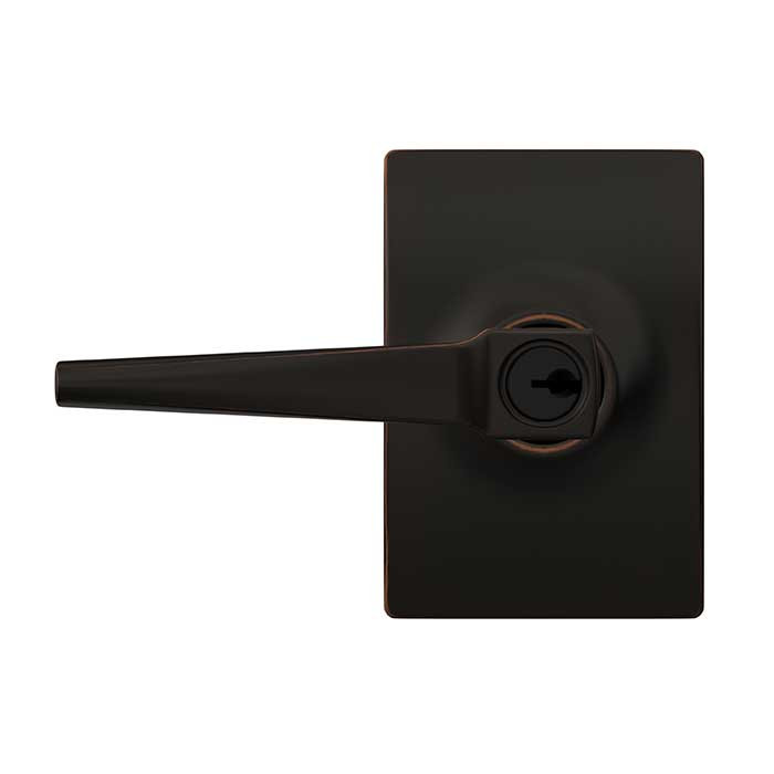 Schlage Residential F51A Eller Keyed Entry Lever Lock With Century Trim Function, Decorative, Aged Bronze