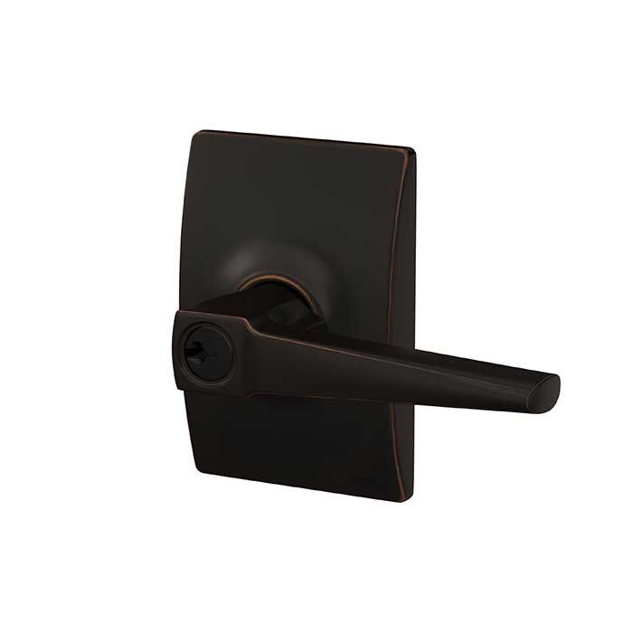 Schlage Residential F51A Eller Keyed Entry Lever Lock With Century Trim Function, Decorative, Aged Bronze