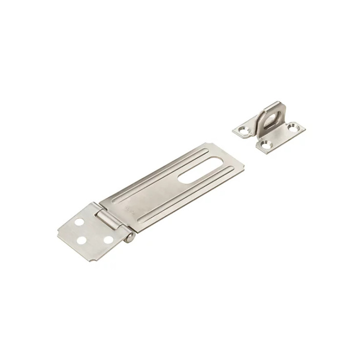 National Hardware Safety Hasp, 4-1/2", Steel, Visual Pack, Satin Stainless