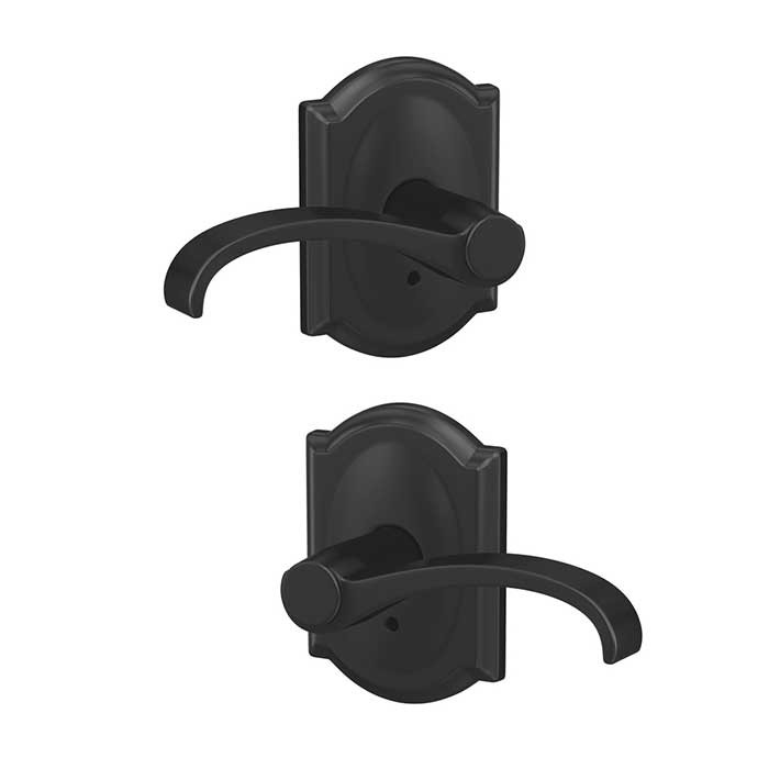 Schlage Residential Fc172 Custom Non-Turning Lever Set Double Dummy (Pair), Whitney, Camelot Decorative Trim, Matte Black