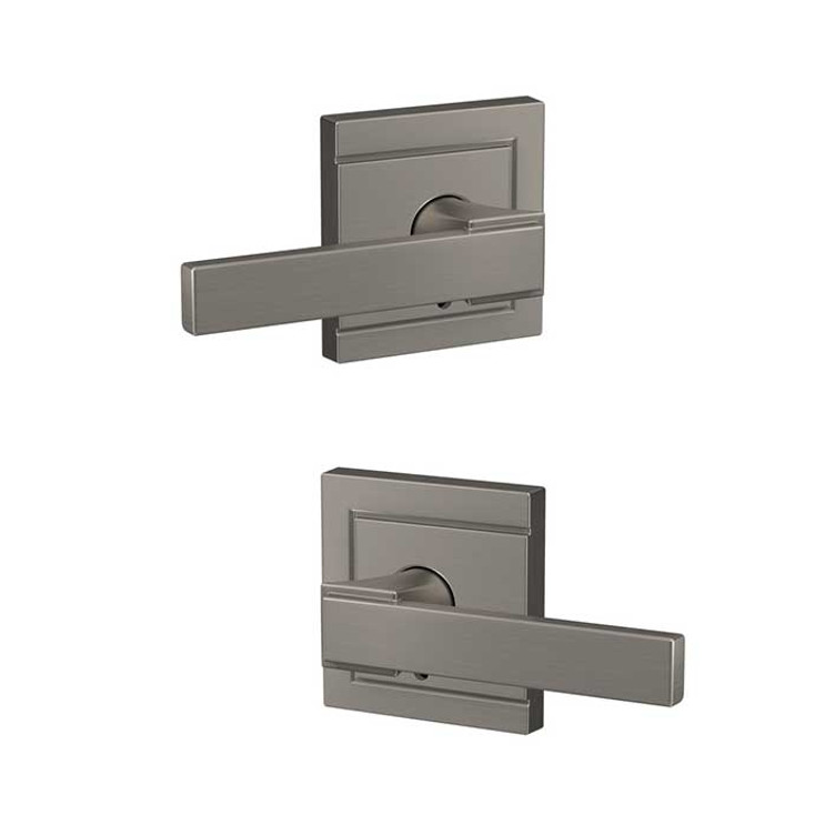 Schlage Residential Fc172 Custom Non-Turning Lever Set Double Dummy (Pair), Northbrook, Upland Decorative Trim, Satin Nickel