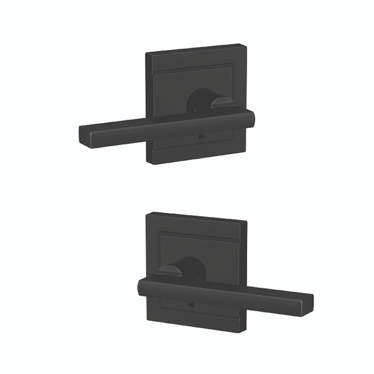 Schlage Residential Fc172 Custom Non-Turning Lever Set Double Dummy (Pair), Latitude, Upland Decorative Trim, Matte Black