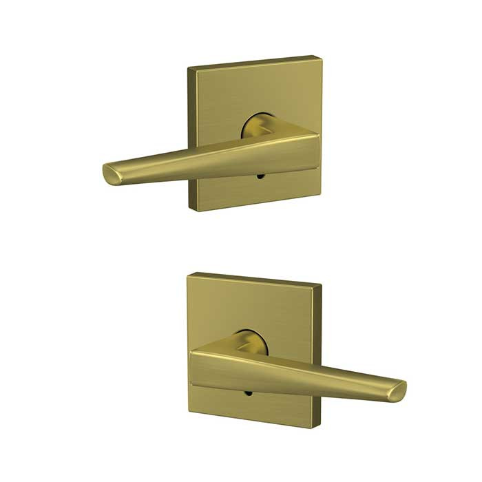 Schlage Residential Fc172 Custom Non-Turning Lever Set Double Dummy (Pair), Eller, Collins Decorative Trim, Satin Brass