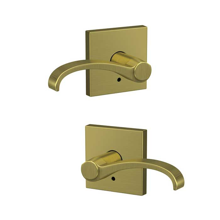 Schlage Residential Fc172 Custom Non-Turning Lever Set Double Dummy (Pair), Whitney, Collins Decorative Trim, Satin Brass